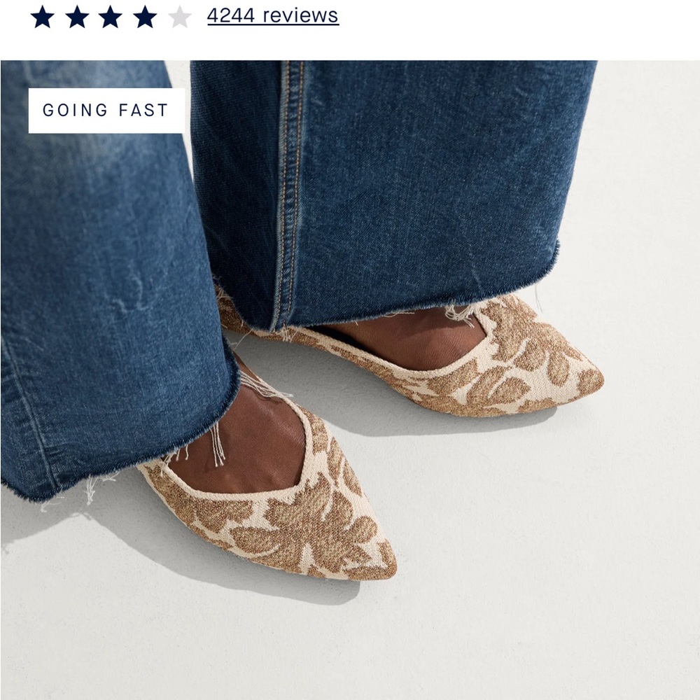 Rothy's Women's Floral Pointed Flats - Tan and Cream - Picture 5 of 7